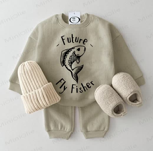 FUTURE FLY FISHERベビー スウェットシャツ グレーグリーン 2点セット - グレーグリーン - 2～3歳 - image 1