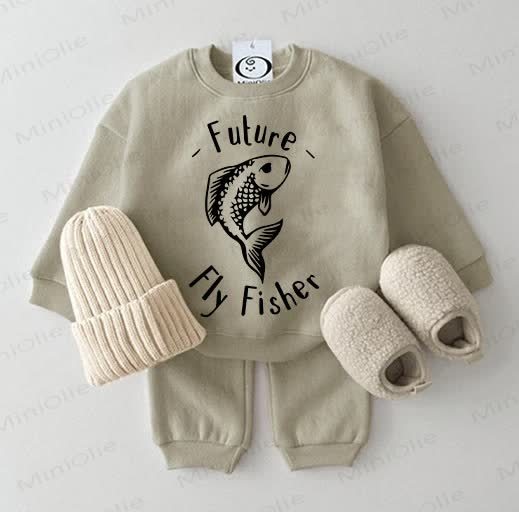 FUTURE FLY FISHERベビー スウェットシャツ グレーグリーン 2点セット - グレーグリーン - 2～3歳 - image 1