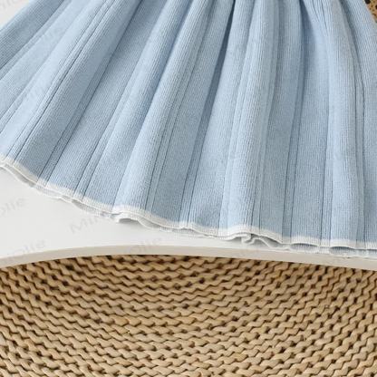 幼児用女の子用フラワー柄ダブルレイヤークルーネックニットDress - image 8