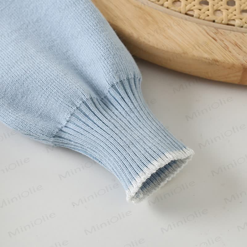 幼児用女の子用フラワー柄ダブルレイヤークルーネックニットDress - image 10