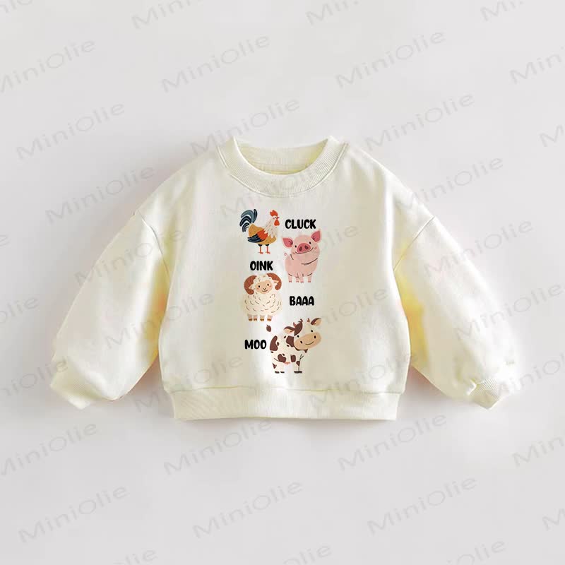 CLUCK OINK BAAA MOOベビー 幼児 アニマル クリーム スウェットシャツ - クリーム - 3～5歳 - image 1