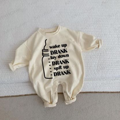WAKE UP DRANK LAY DOWN DRANK SPIT UP DRANK幼児用ベージュロンパース - ベージュ - 2～3歳 - image 1