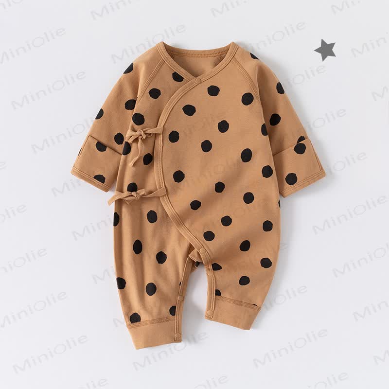 赤ちゃん用かわいい新生児着物パジャマロンパース - カーキ - 12～18ヶ月 - image 1