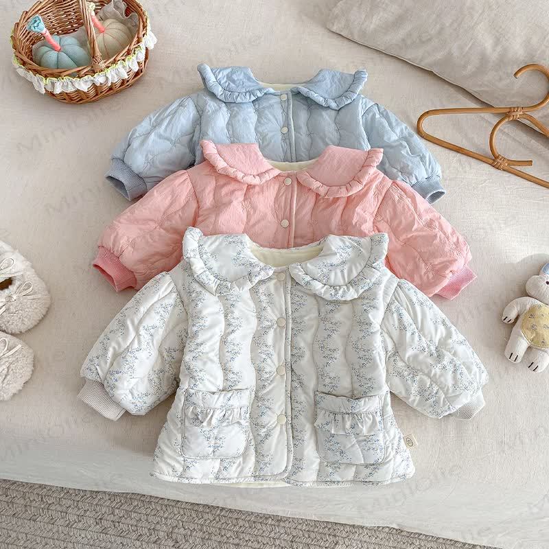 ベビー幼児用フリース無地キルティングかわいいアウターウェア - image 1