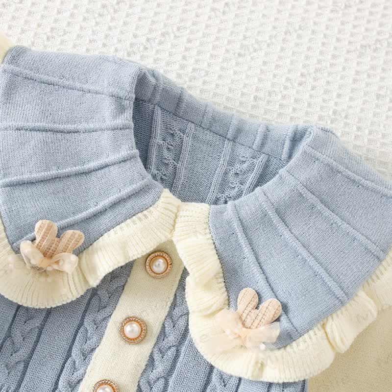 幼児用女の子用フラワーラペルニットDress - image 5