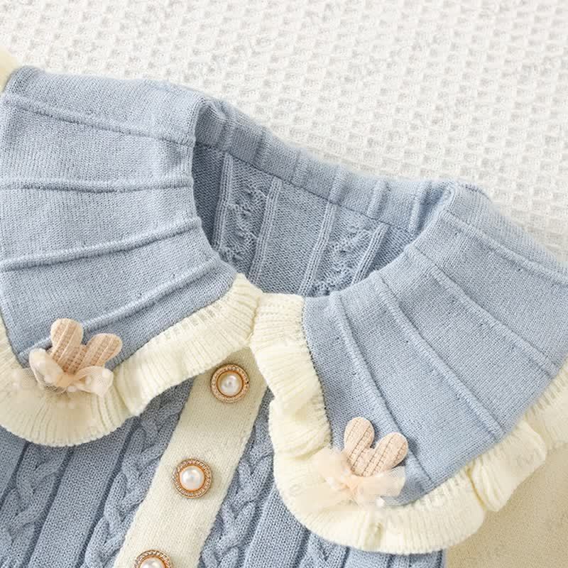 幼児用女の子用フラワーラペルニットDress - image 5