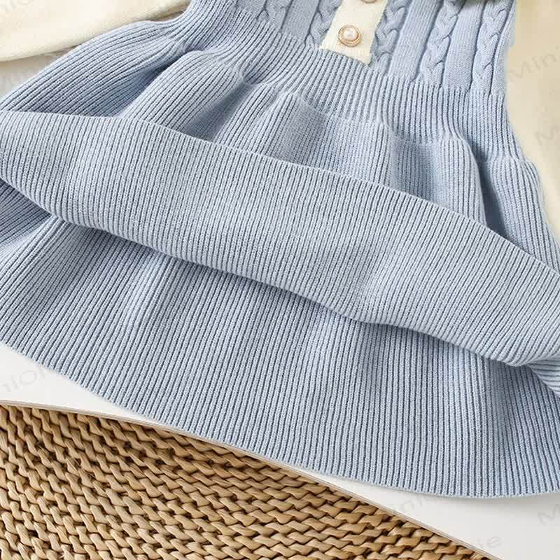 幼児用女の子用フラワーラペルニットDress - image 9