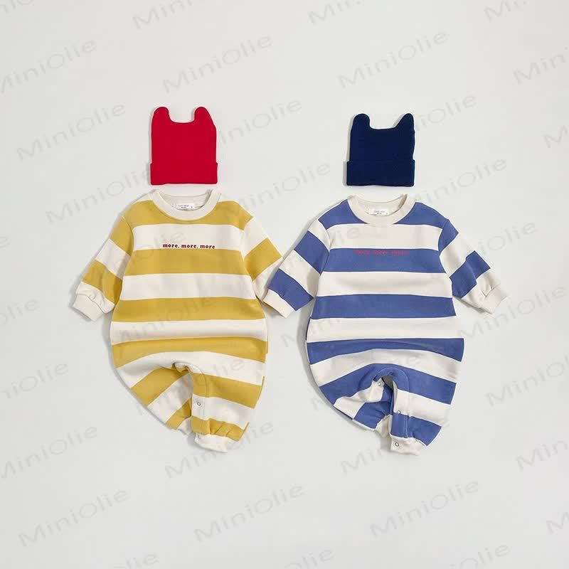 ベビーキュートなストライプ柄新生児用ロンパース - image 1