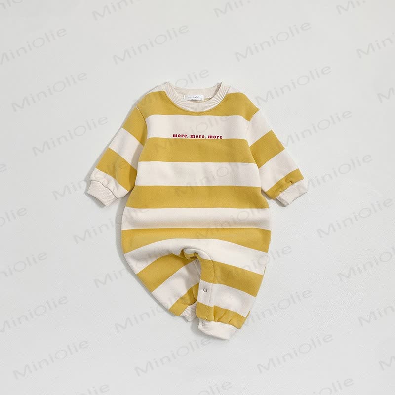 ベビーキュートなストライプ柄新生児用ロンパース - 黄色 - 18～24ヶ月 - image 2