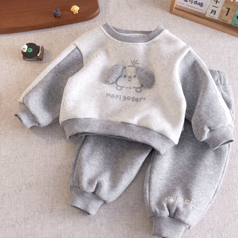 Hapi Yogurl パピーベビー 幼児用 男の子 カラーブロック フリース裏地 2点セット - グレー - 8歳 - image 5