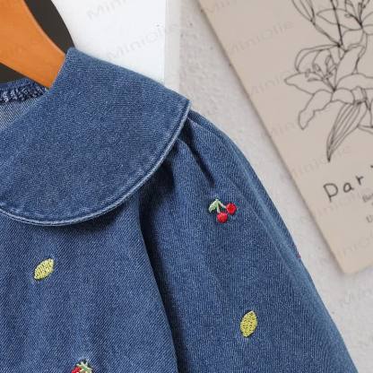 ベビー 幼児 女の子 刺繍 ストロベリーチェリー デニムDress - image 6