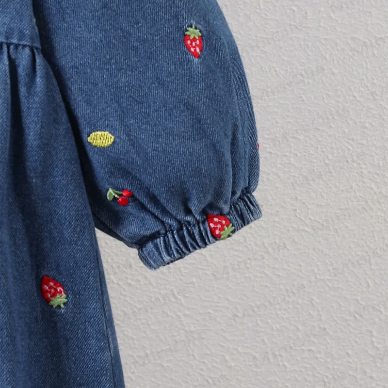 ベビー 幼児 女の子 刺繍 ストロベリーチェリー デニムDress - image 7