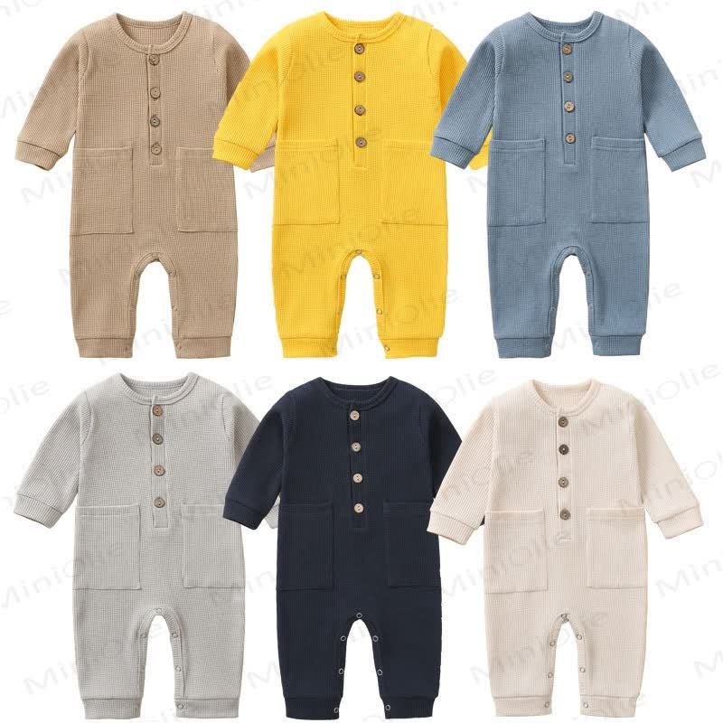 ベビー無地新生児ロンパース - image 1