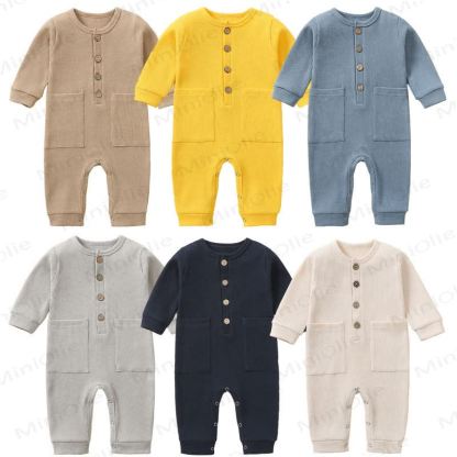 ベビー無地新生児ロンパース - image 1