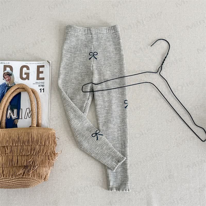 ベビー幼児用女の子用ボウレギンス - ライトグレー - 8歳 - image 4