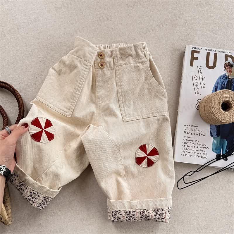 ベビー幼児用フラワールーズパンツ - ベージュ - 8歳 - image 2