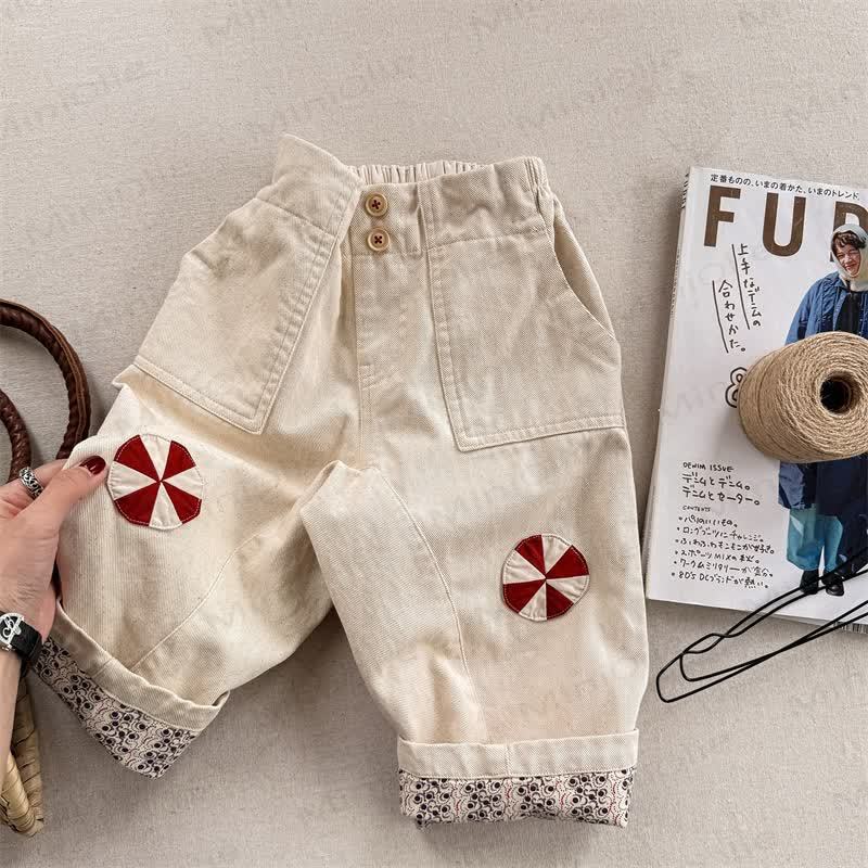 ベビー幼児用フラワールーズパンツ - ベージュ - 8歳 - image 2