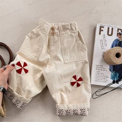 ベビー幼児用フラワールーズパンツ - ベージュ - 8歳 - image 2