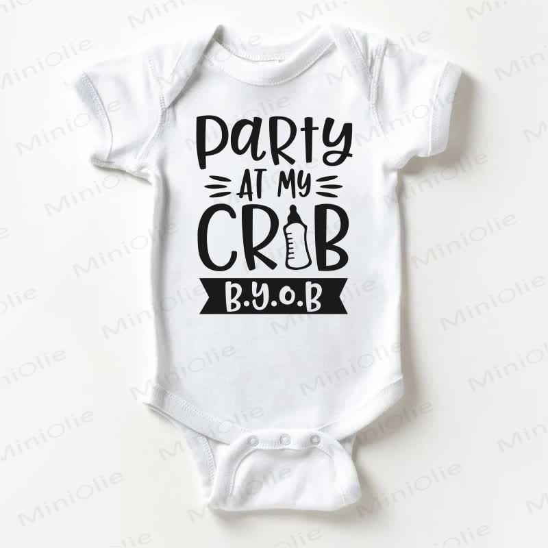 PARTY AT MY CRIBベビーホワイトボディスーツ - 白 - 18～24ヶ月 - image 1