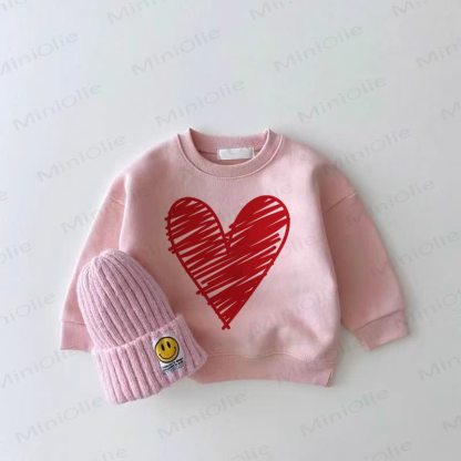 女の子用ラブピンクスウェットシャツ - ピンク - 2～3歳 - image 1