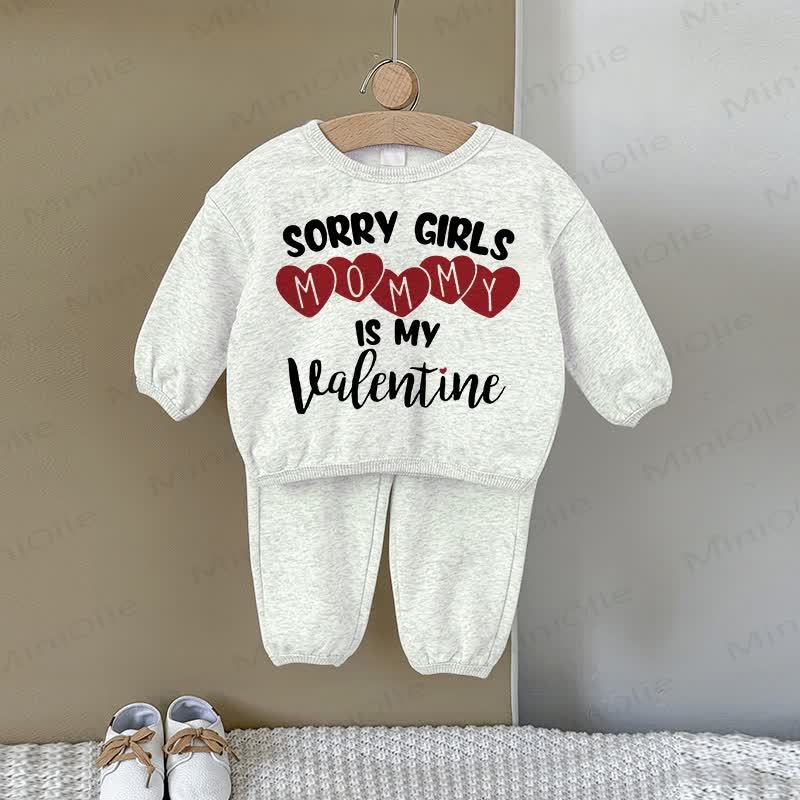 SORRY GIRLS MOMMY IS MY VALENTINEベビーラブ スウェットシャツ 2点セット グレー - グレー - 2～3歳 - image 1