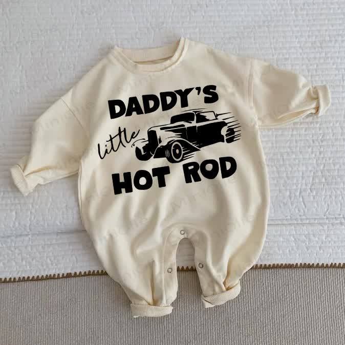 DADDY'S LITTLE HOT ROD幼児用 ベージュ ロンパース - ベージュ - 2～3歳 - image 1