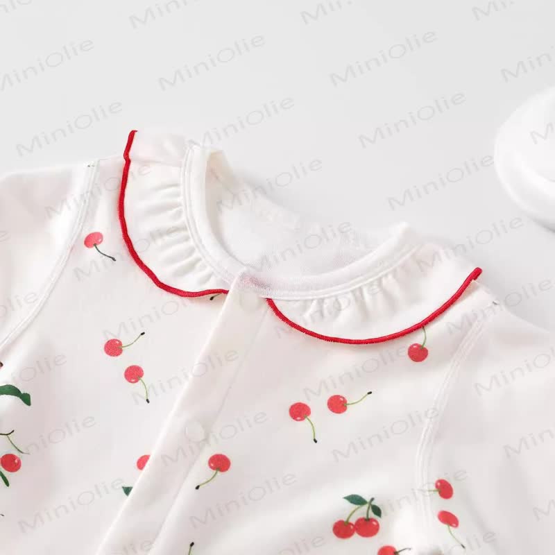 ベビーチェリープリント新生児パジャマロンパース - image 2