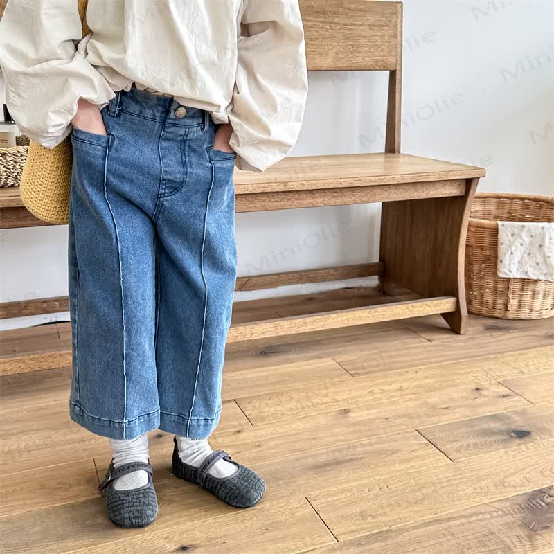 ベビー幼児女の子用無地デニムパンツ - image 1