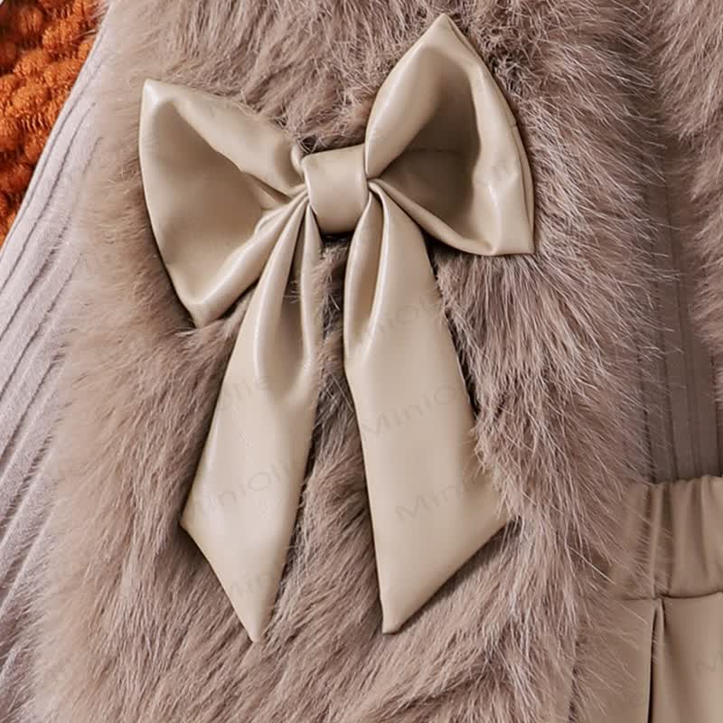 幼児用女の子用無地リボンファータンクトップ＆トップス＆スカート3点セット - image 7