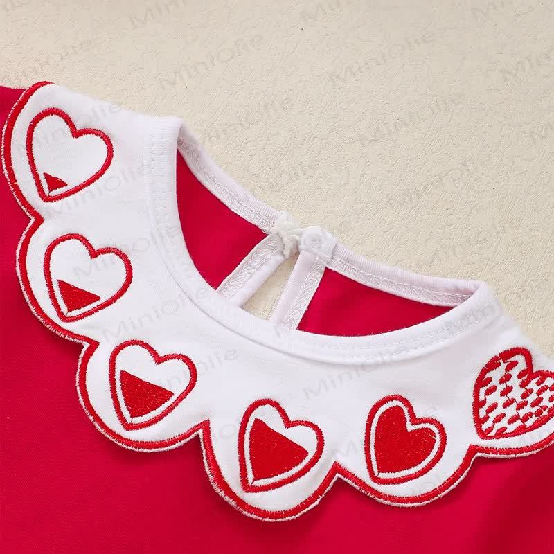 ベビー 幼児 女の子 リボン ラブ レッド ニットDress  - image 4