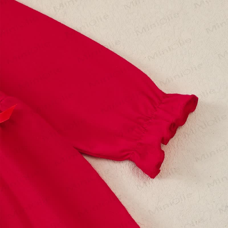 ベビー 幼児 女の子 リボン ラブ レッド ニットDress  - image 6