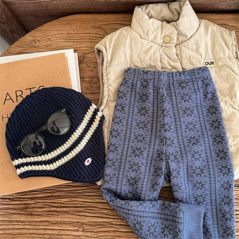 ベビー 幼児 女の子用 花柄 フリース 裏地 レギンス - 青 - 8歳 - image 4