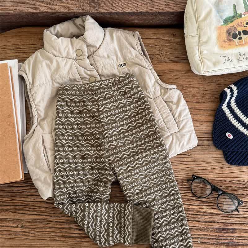 ベビー 幼児 女の子用 花柄 フリース 裏地 レギンス - コーヒー - 8歳 - image 6