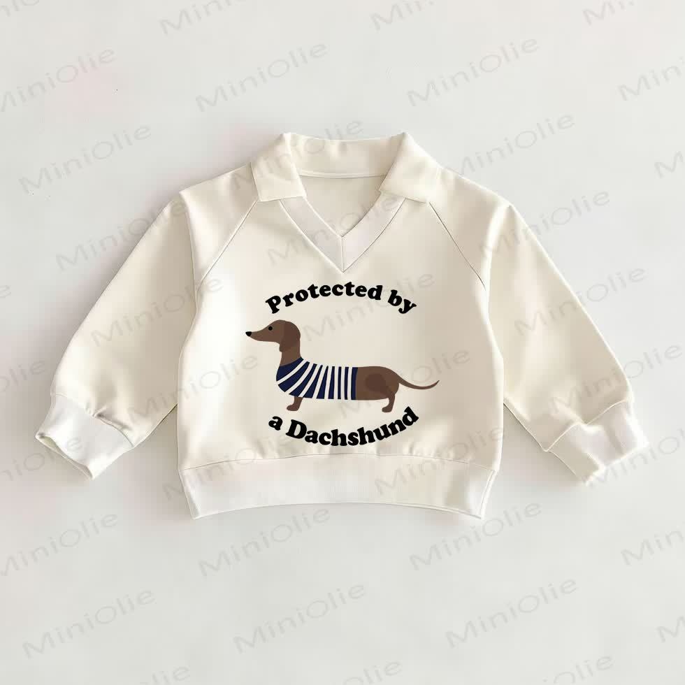 PROTECTED BY A DACHSHUNDベビーホワイトポロトップ - 白 - 2～3歳 - image 1