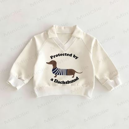 PROTECTED BY A DACHSHUNDベビーホワイトポロトップ - 白 - 2～3歳 - image 1