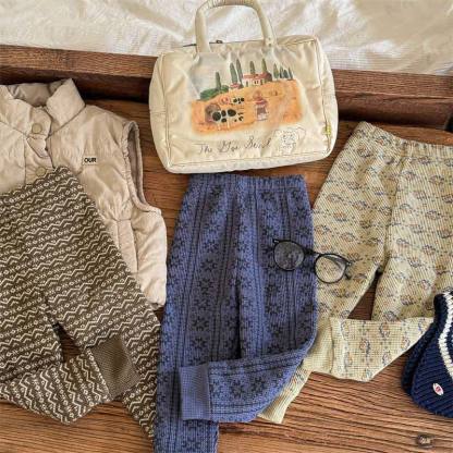 ベビー 幼児 女の子用 花柄 フリース 裏地 レギンス - image 1