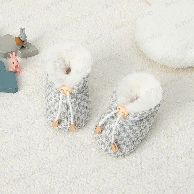ベビーチェッカーボードフリース裏地シューズ - グレー - 6～12ヶ月 - image 2