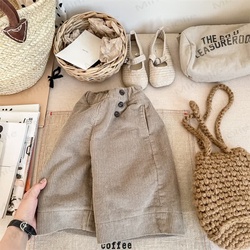 ベビー幼児女の子用無地コードパンツ - カーキ - 8歳 - image 2