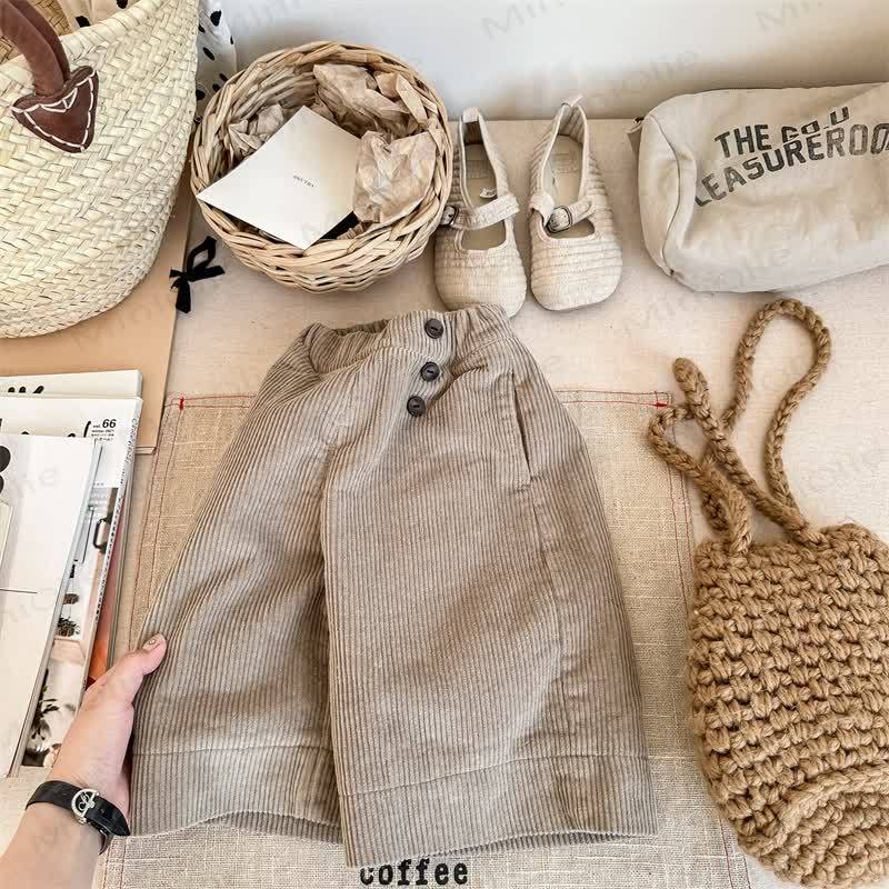 ベビー幼児女の子用無地コードパンツ - カーキ - 8歳 - image 2