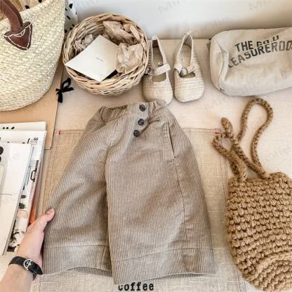 ベビー幼児女の子用無地コードパンツ - カーキ - 8歳 - image 2