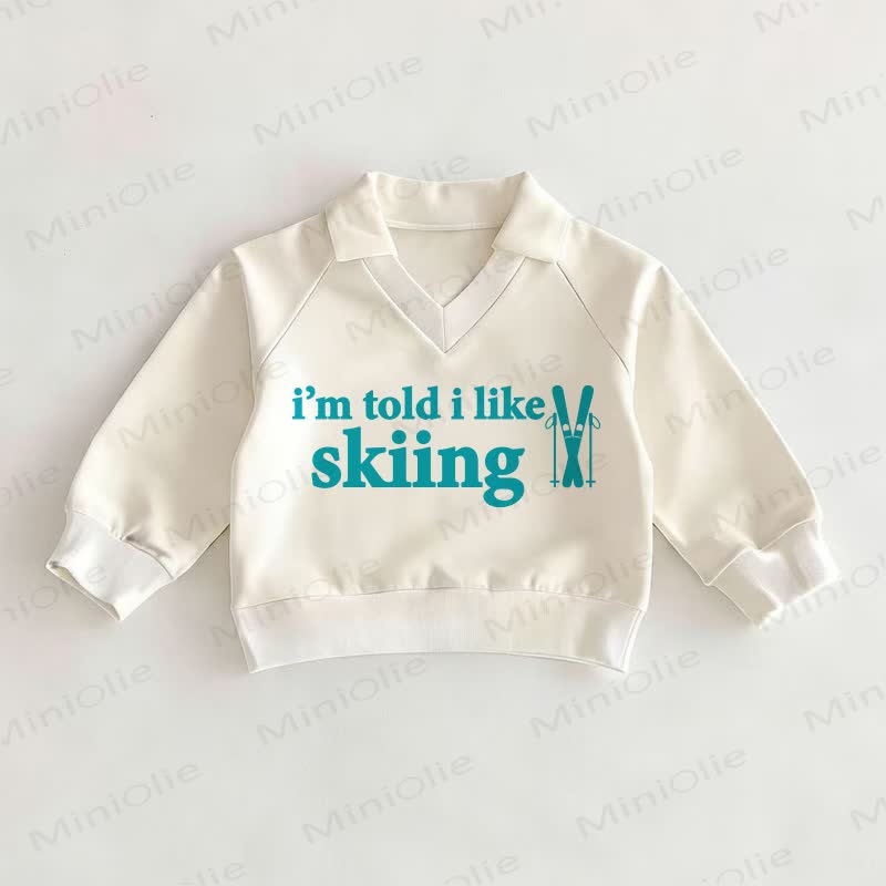 I'M TOLD I LIKE SKIINGベビーホワイトポロトップ - 白 - 2～3歳 - image 1