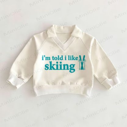 I'M TOLD I LIKE SKIINGベビーホワイトポロトップ - 白 - 2～3歳 - image 1