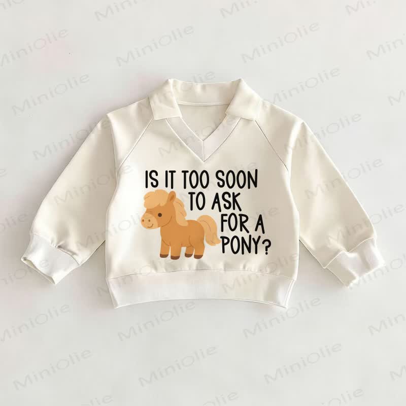 IS IT TOO SOON TO ASK FOR A PONY?ベビーホワイトポロシャツ - 白 - 2～3歳 - image 1