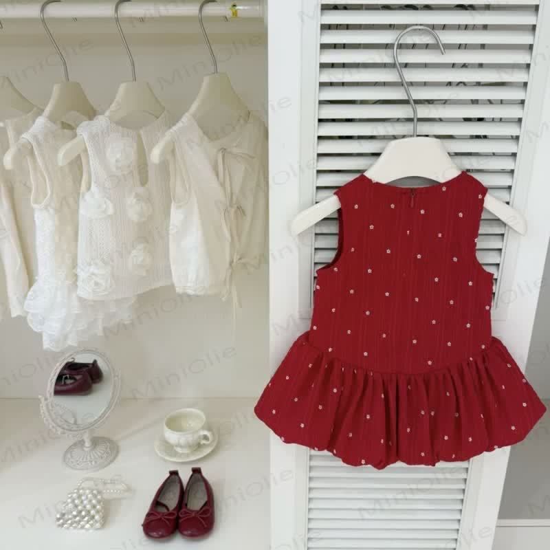 幼児用女の子用フラワーリボンノースリーブDress - image 2