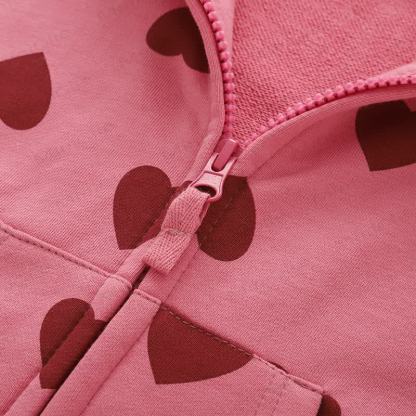 幼児用女の子用ハートプリント ピンク フード付きアウターウェア - image 3