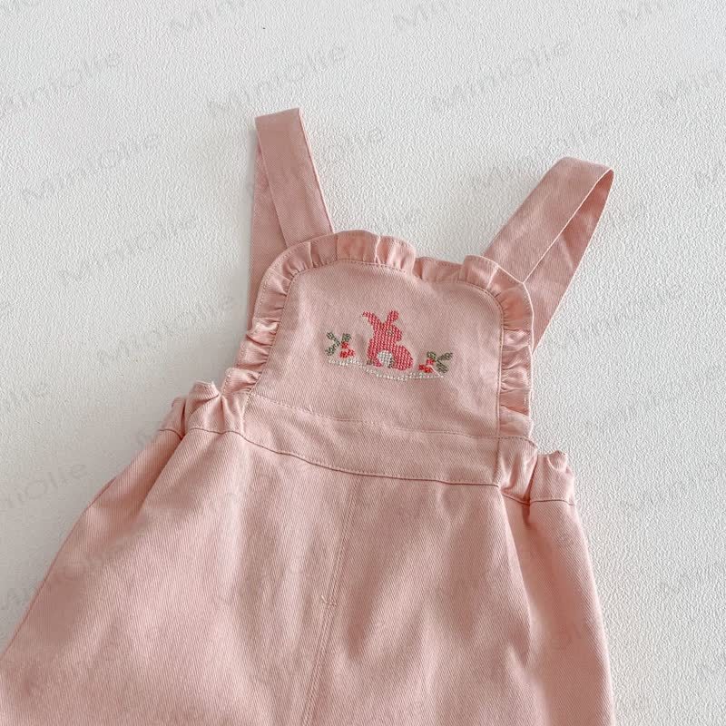 ベビー幼児女の子用バニーフラワーオーバーオール/無地トップス - image 6