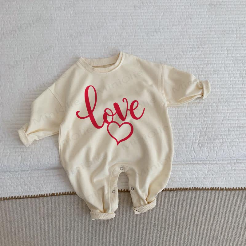  LOVEベビーベージュロンパース - ベージュ - 2～3歳 - image 1