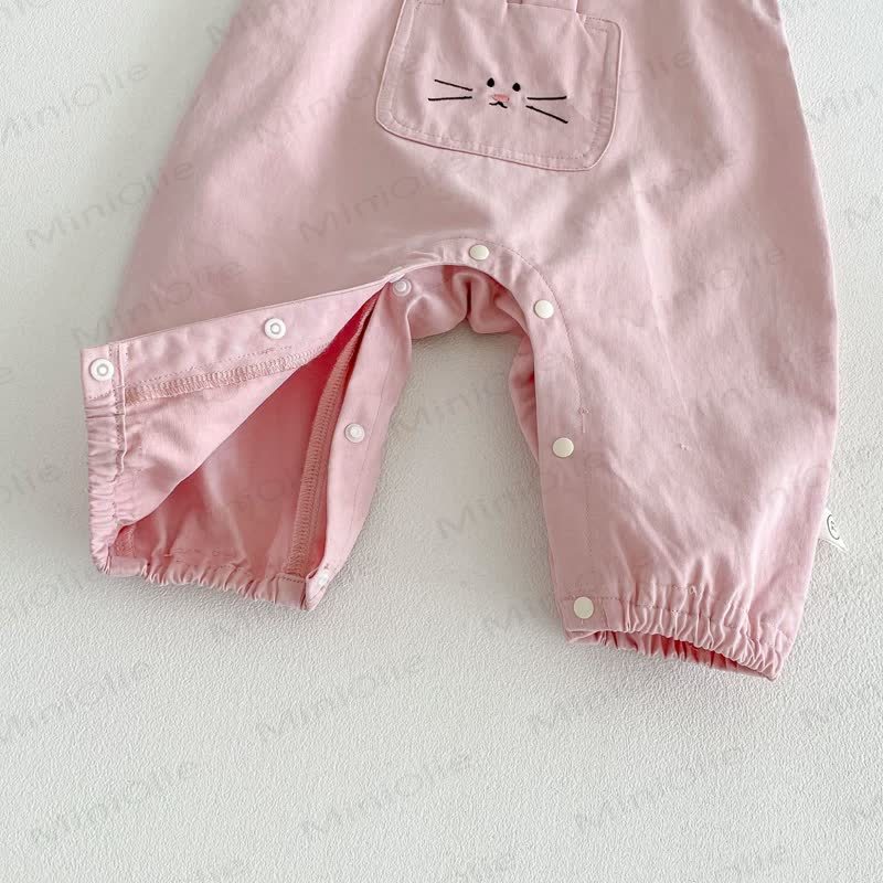 女の子用刺繍入りバニーピンクオーバーオール/ベージュフラワートップス - image 9