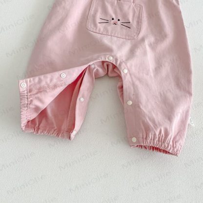 女の子用刺繍入りバニーピンクオーバーオール/ベージュフラワートップス - image 9