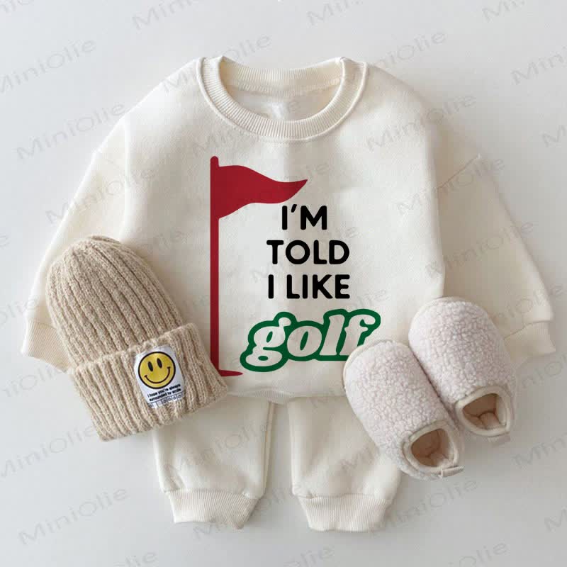 I'M TOLD I LIKE GOLFベビーホワイトスウェットシャツ2点セット - 白 - 2～3歳 - image 1